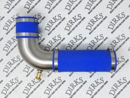 Dirks2062 - 2.5" Lower Coolant Elbow Kit - Stainless Steel 90 Degree Coolant Elbow WITH Drain Plug, Hose, and Lined Stainless Steel Clamps